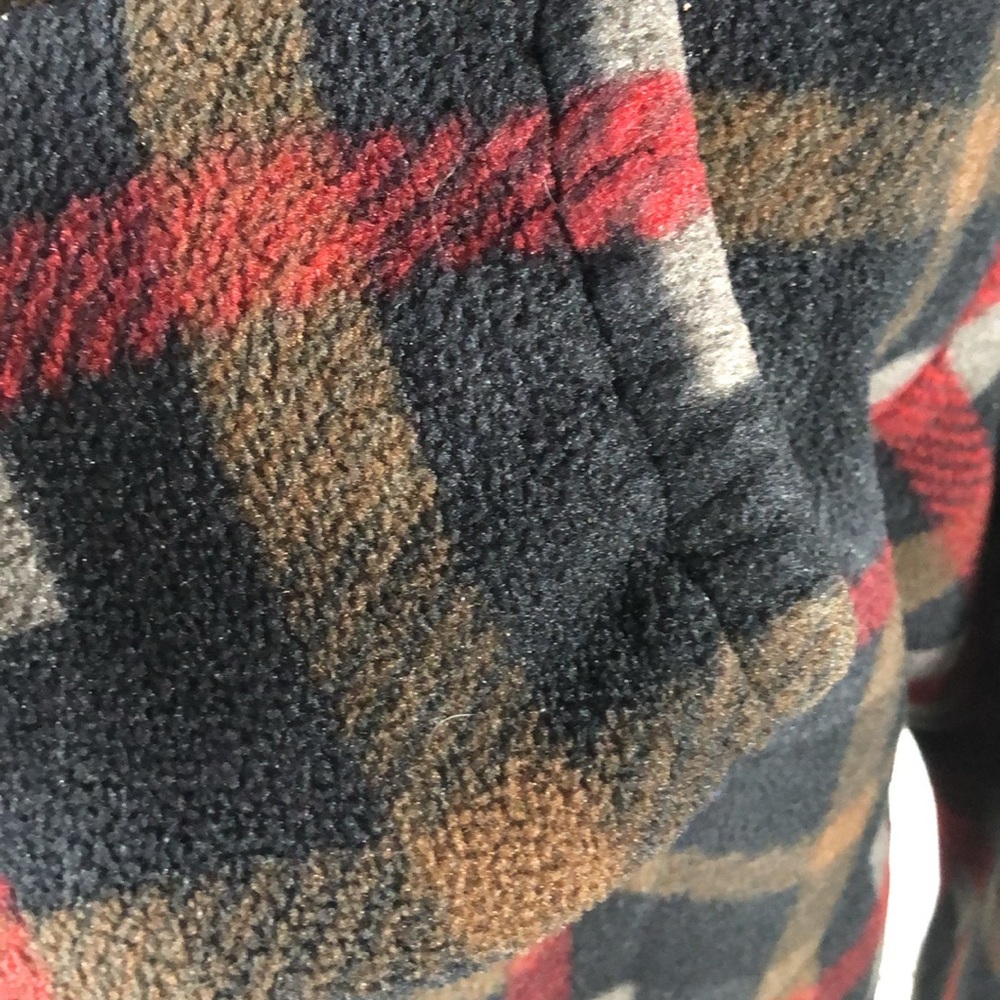 J Crew Plaid Polar Fleece Quarter Zip Over Jacket Red Black Unisex Fleece - Picture 15 of 16
